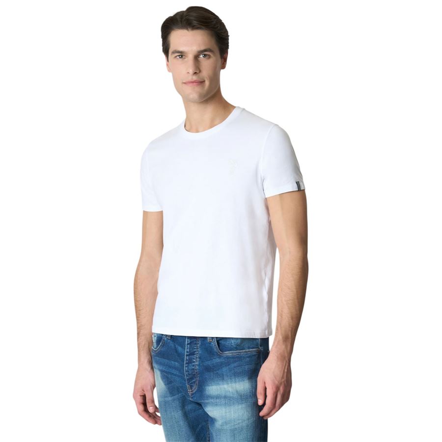 T-shirt a maniche corte da uomo in cotone stretch con logo U.S. Polo Assn | US41154007100